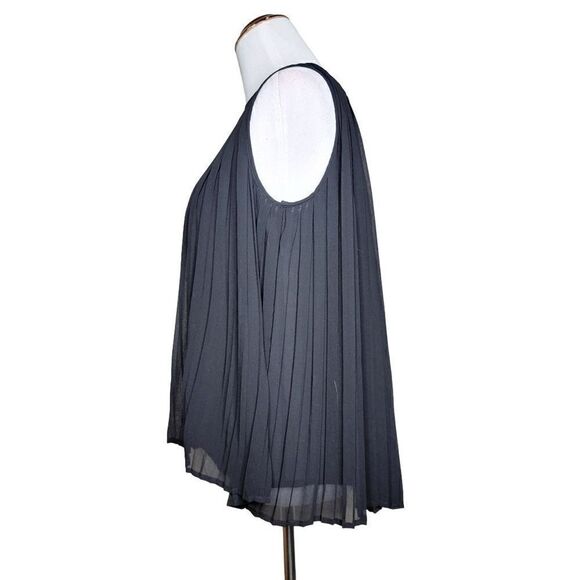 Zara Basic Pleated Sheer Sleeveless Blouse Black Size Small - Picture 3 of 14